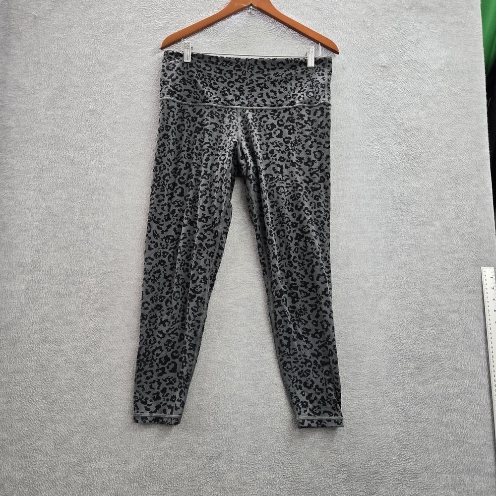 Athleta Women Activewear Pants 1X Gray Lycra Nylon Spandex Animal Print Yoga